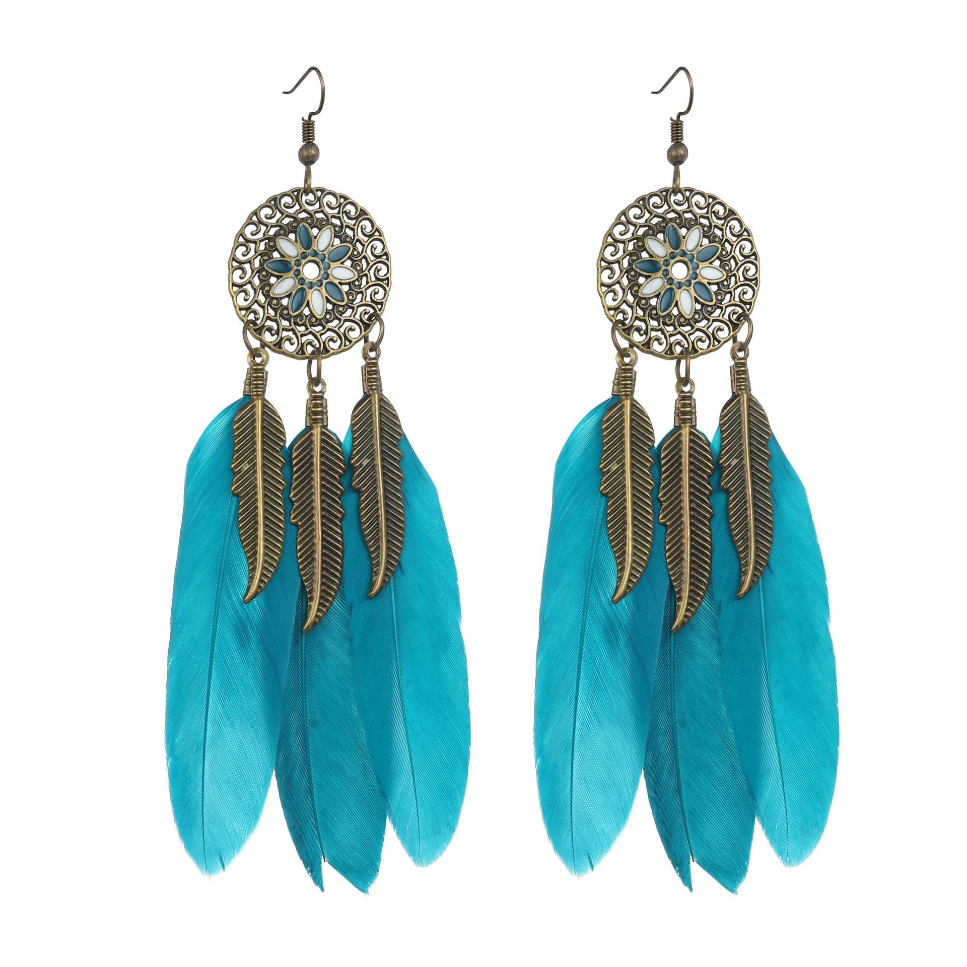 Wholesale Drop Shape Feather Alloy Earrings